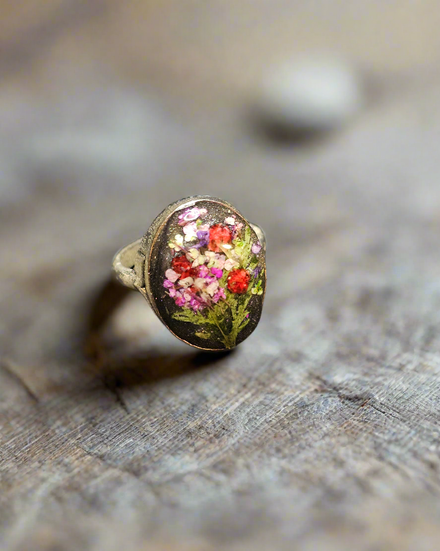Handmade Resin Rings with Real Botanicals