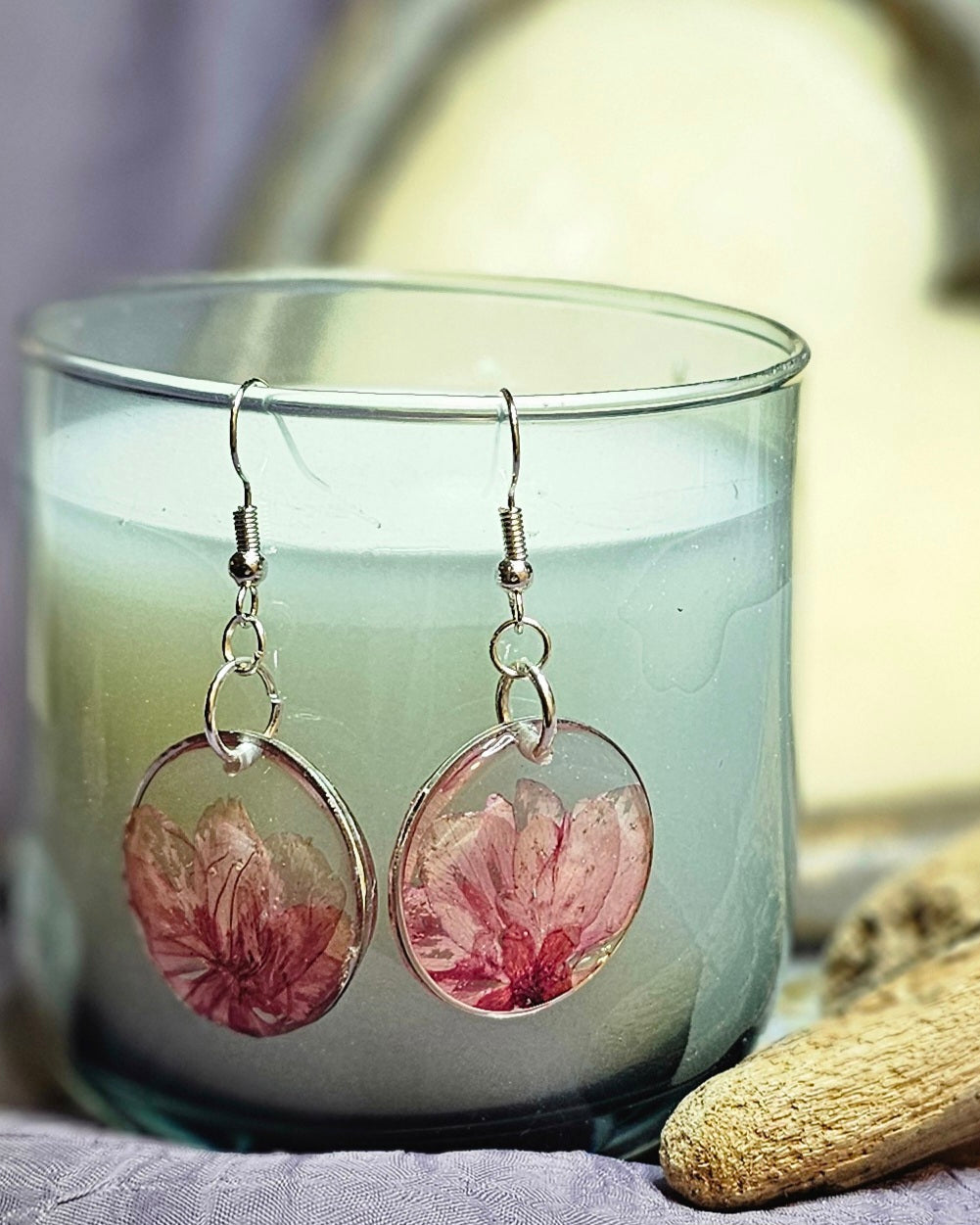 Handmade Resin Earrings with Real Botanicals