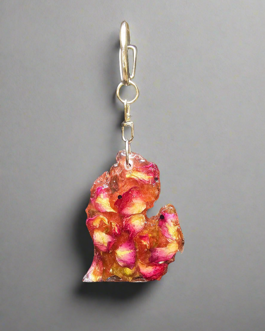 Handmade Michigan Resin Key Rings with Real Botanicals