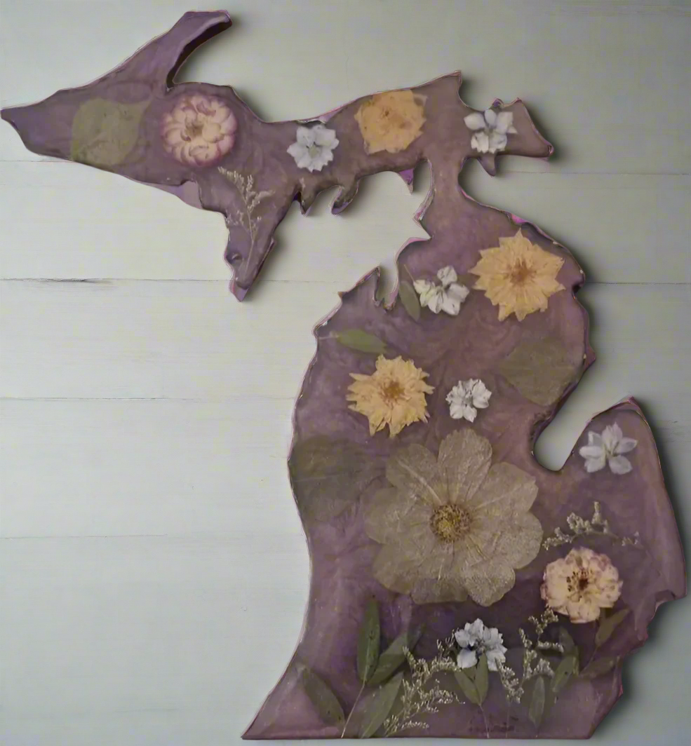Handmade Resin & Botanicals Michigan Wall Decor