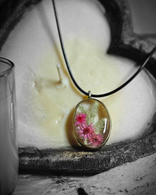 Handmade Resin Necklace with Real Botanicals