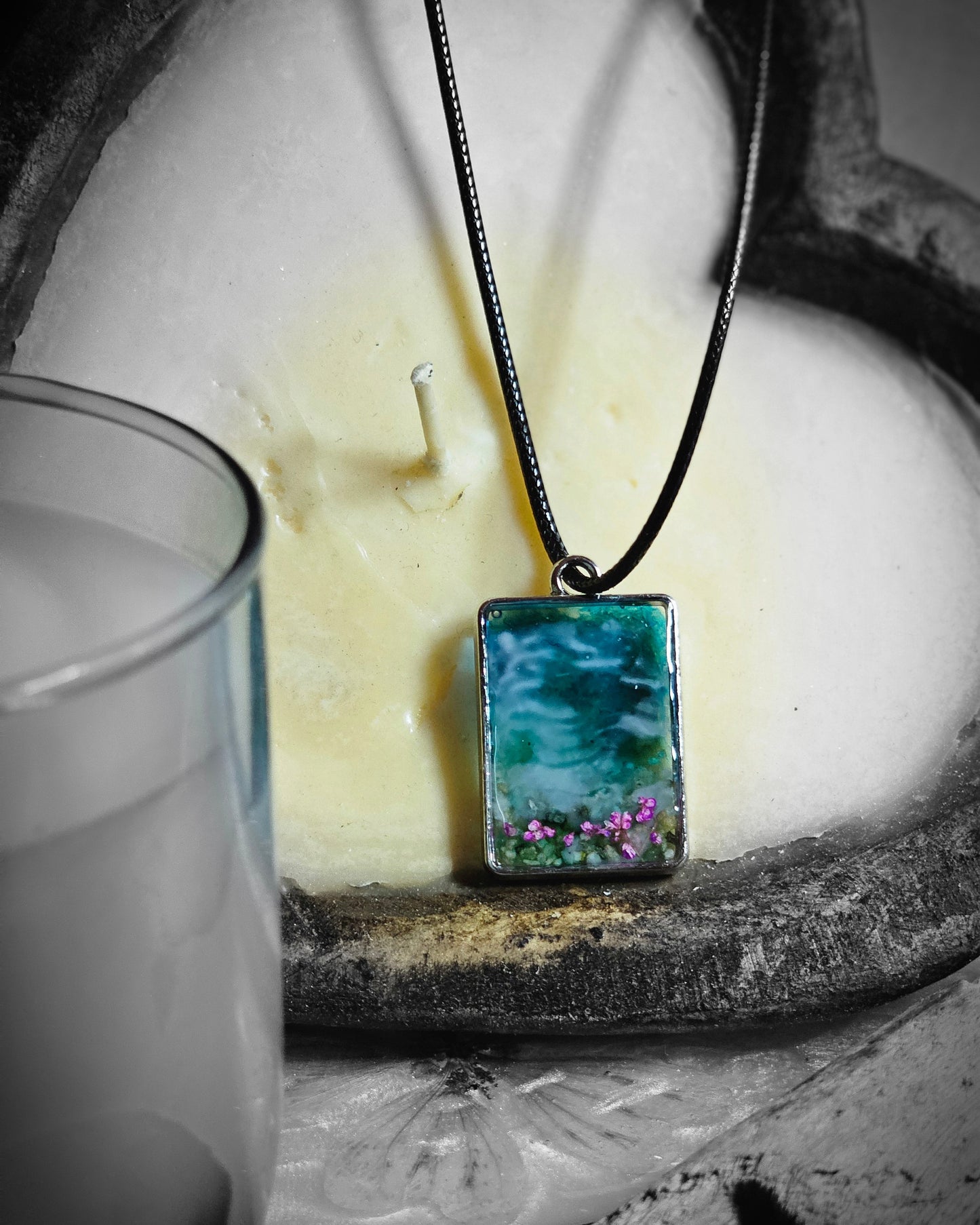 Handmade Resin Necklace with Real Botanicals