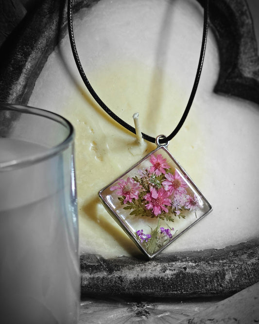 Handmade Resin Necklace with Real Botanicals