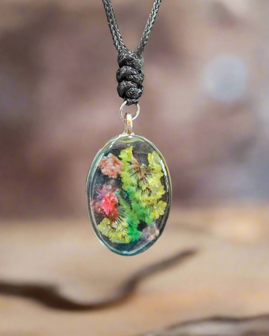 Handmade Resin Necklace with Real Botanicals