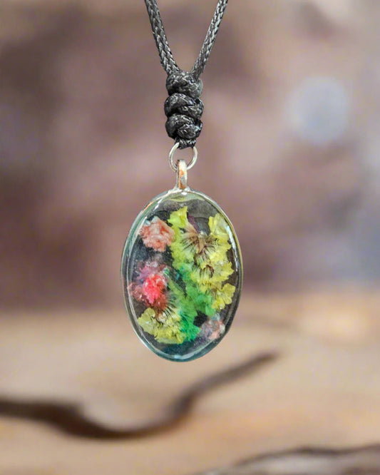 Handmade Resin Necklace with Real Botanicals